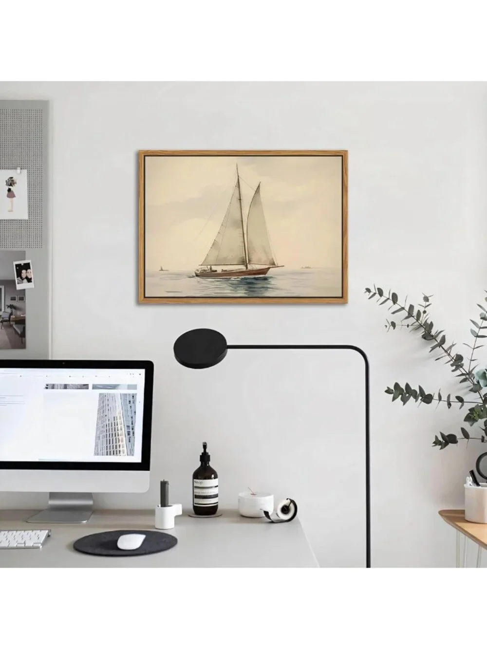 Vintage Sailboat Canvas Wall Art, Ocean Seascape Decor for Living Room & Office